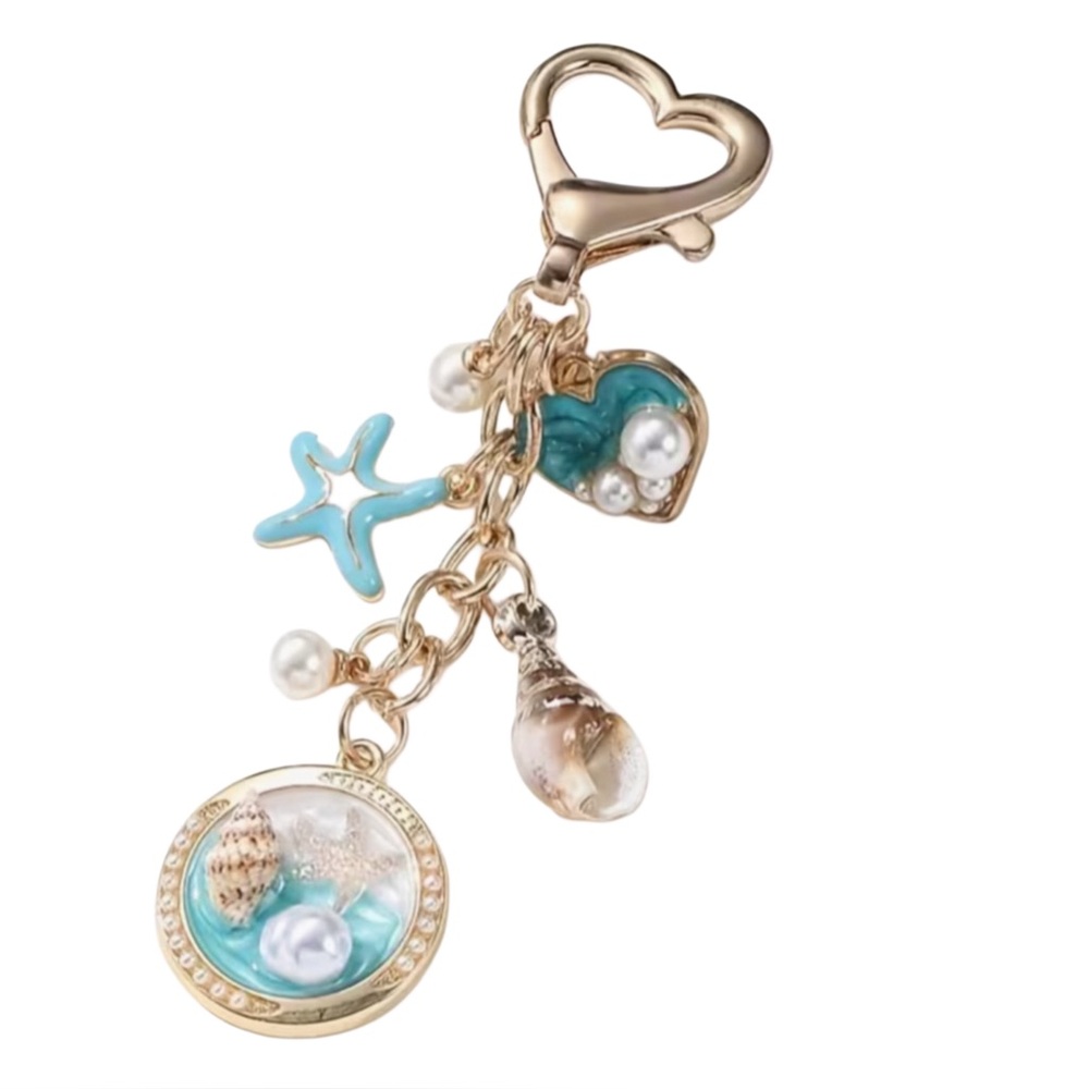 Ocean Theme Heart Keychain Accessory for Bag or Keys